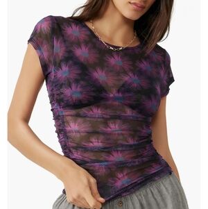 Free People Floral Mesh Top XS
